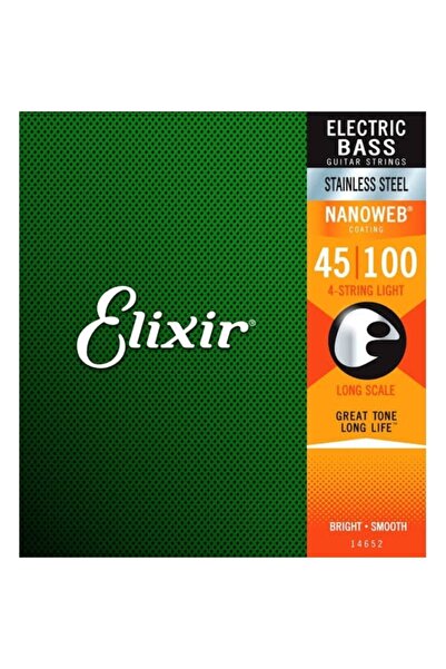 Elixir 14652 Nanoweb Coardă pentru chitară bas cu 4 corzi (45-100)
