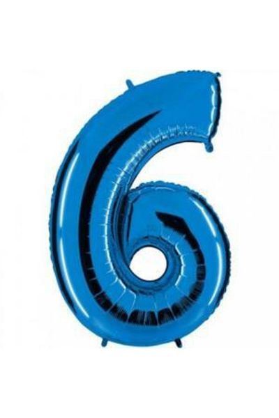 kidspartim 6 Number Blue Foil Balloon 34 Inch 80 cm