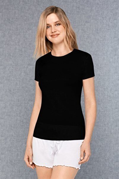 Doreanse Tricou cu mânecă scurtă cu gât rotund micromodal pentru femei 9394