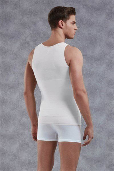 Doreanse Λευκός ανδρικός κορσές Tank Top 5950 - Βαμβακερό, Φαρδύς γιακάς, Ανακλινόμενο