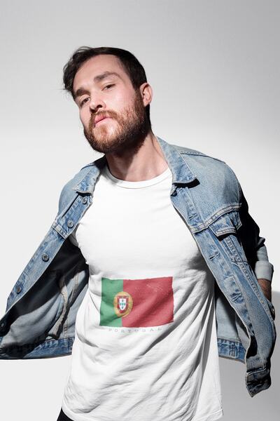 ErTaPassage Bela zastava Portugalije Štampano Muškarci T-shirt - T6598602