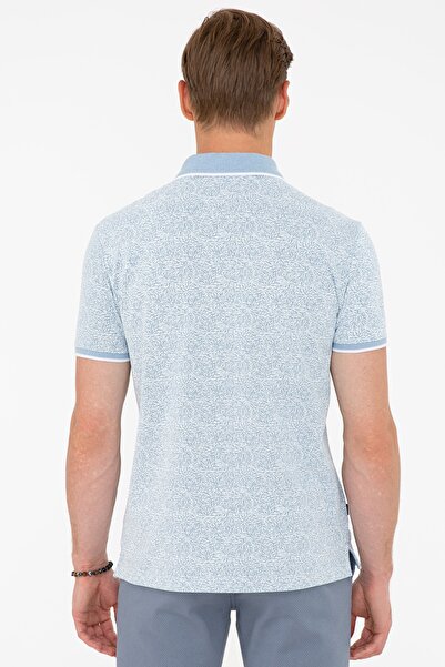 Pierre Cardin Μπλουζάκι με λαιμόκοψη σε γαλάζιο Slim Fit