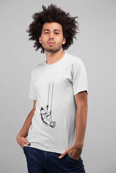 ErTaPassage Ανδρικό μπλουζάκι White Swinging Astronaut με τύπωμα Standard T66...