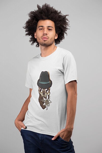 ErTaPassage Bărbatul cu pălărie albă cu imprimeu Bărbați tricou - T5091219