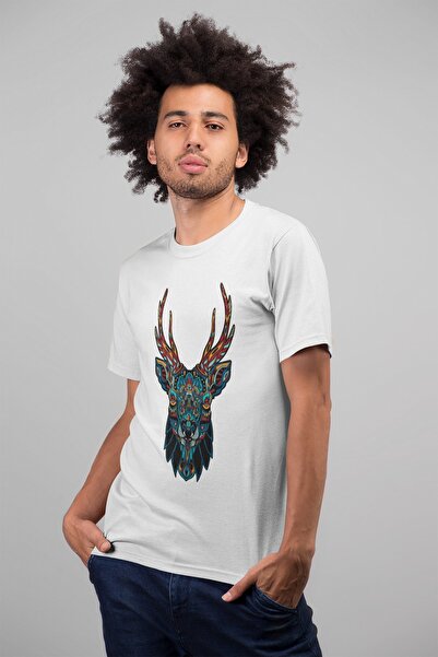 ErTaPassage Căprior alb pentru bărbați cu imprimeu Standard tricou T7954719