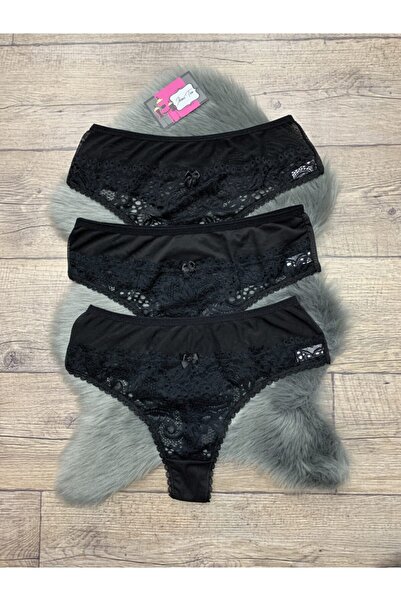 ikinciten lingerie Kadın Battal Beden 3'lü Tanga Set