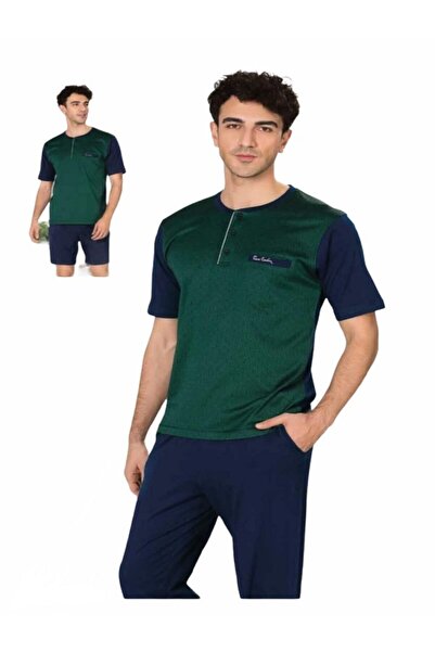 Pierre Cardin Pijama Men's Green Summer Pajamas Set 3 Pieces