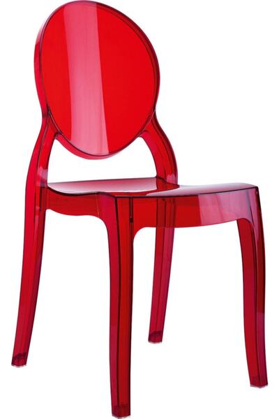 Siesta Baby Elızabeth Plastik Contract Sandalye Kırmızı Transparan Mutfak Bal...