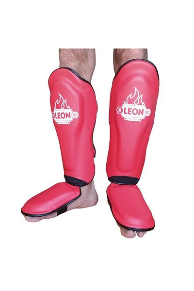 By Leon 1982 واقي للقدم والساق من Muay Thai وKick Boxing باللون الأحمر
