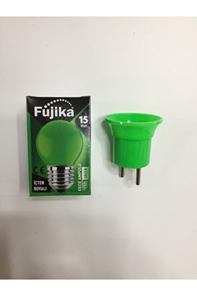 Fujika Duy Fişli + 15w E-27 Duylu Renkli Gece Lambası Ampulü Yeşil Işıkk