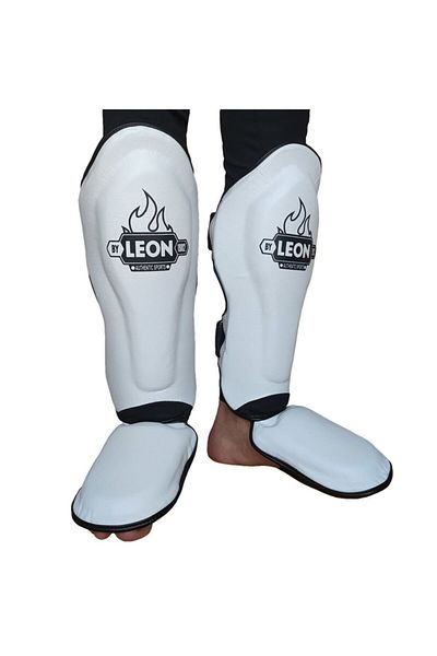 By Leon 1982 Leon Solid Muay Thai and Kick Boxing Foot and Kaval Protector White