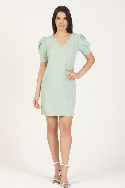 Shahiqa Balon Kollu Düz Kesim Elbise