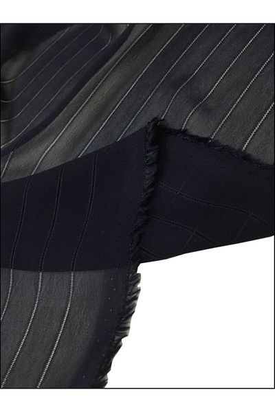 Yiğit Kumaş Navy Blue Chiffon Fabric Self Striped - Meter Product 100X150 cm