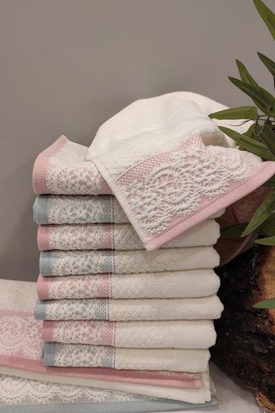 Özdilek Pink-mint Evony Towel Hand Face Towel Set of 6