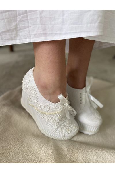 ESLEM AYAKKABI Women's Wedge Heel Comfortable Wedding Dress Shoes Esl06