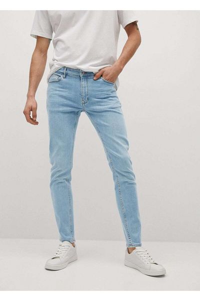 MANGO Man Pantaloni skinny Jude Jean pentru bărbați, albastru deschis