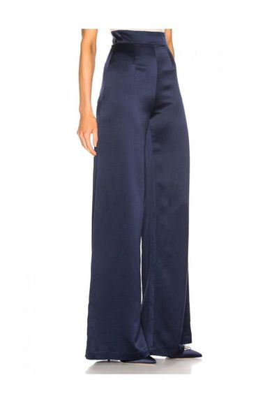 Nsb Tasarım Γυναικείο παντελόνι Navy Blue Satin