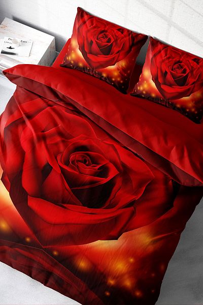 MonoHome Duvet Cover Set 100% Natural Cotton Double 3d Digital Valentine's Day VII