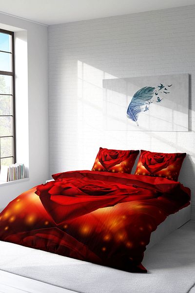MonoHome Duvet Cover Set 100% Natural Cotton Double 3d Digital Valentine's Day VII