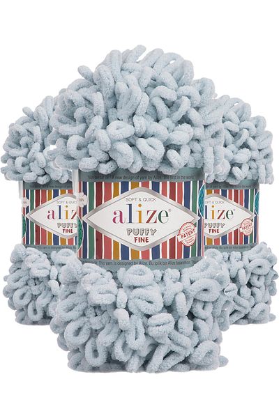Alize Puffy Fine Hand Knitting Yarn (Συσκευασία 5) - 500-γκρι
