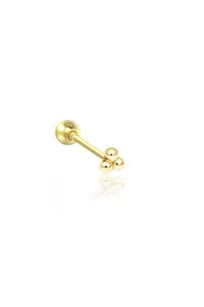 Jaida Moda 316l Cerrahi Çelik Gold Üç Toplu Tragus, Kıkırdak, Helix 6mm Piercing