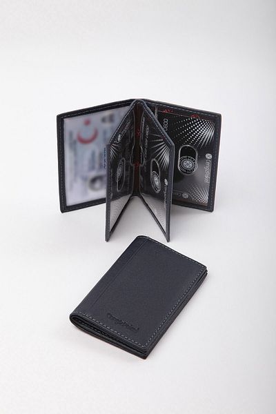 CENGİZ PAKEL Genuine Leather Men's Card Holder Navy Blue-2305t