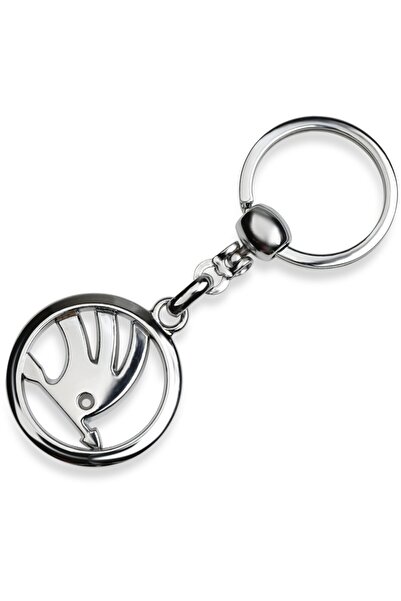 Modül Breloc metalic pentru chei auto cu logo Skoda - Cromat - Promoțional