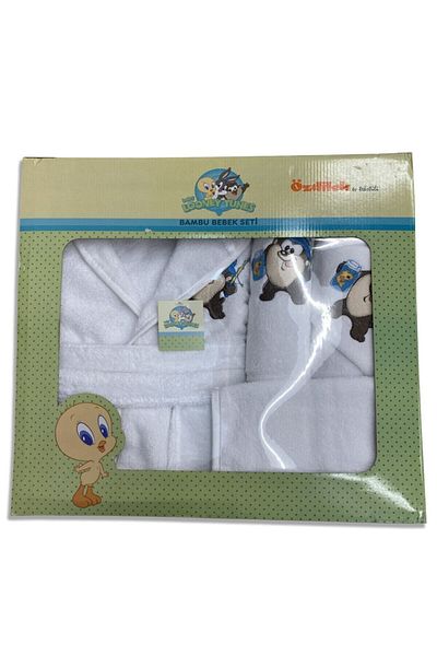 Özdilek Ödilek Tazmania Bamboo Baby Bathrobe Set (White)