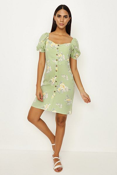 Select Moda Rochie de damă, verde deschis, cu mâneci cu bule