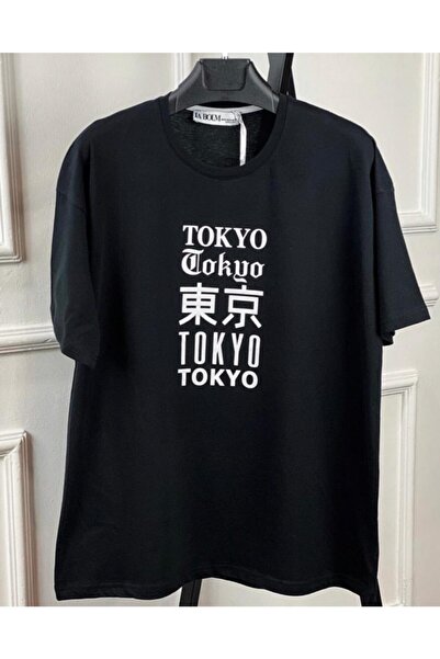 blackjack giyim تي شيرت Blackjackgiyim أسود طوكيو كبير الحجم