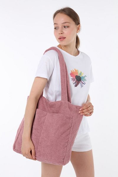ICONE BAG Γυναικεία τσάντα Dusty Rose Colored - Τσάντα παραλίας και ώμου με δύο τσέπες