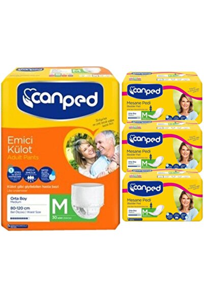 Canped Emici Külot Hasta Bezi 30'lu Orta Boy (medium) + Mesane Pedi (orta Boy...