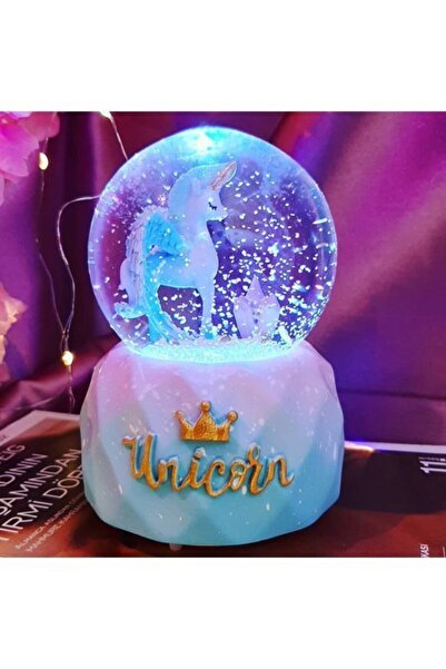 nesever Büyük Boy Sevimli Unicorn Pilli Kar Küresi