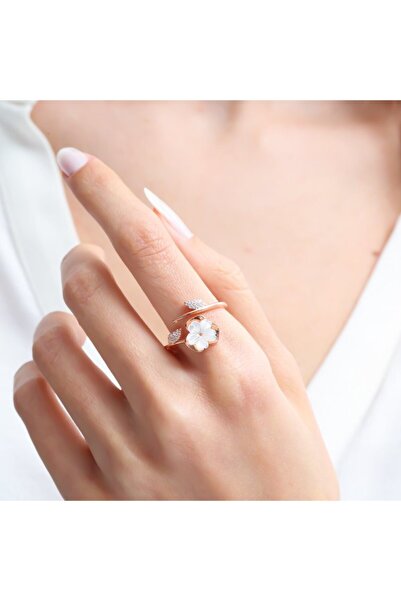 Mia Vento Manolya Çiçeği Zerafeti Rose Renk Gümüş Yüzük