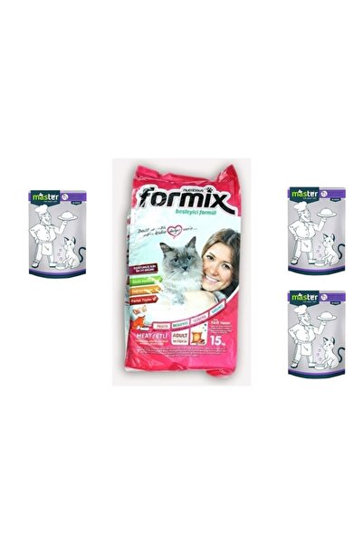 FORMİNA Formix Etli Kedi Maması 15 Kg Formix Kırımız Çuval + 3 Adet Master Ya...