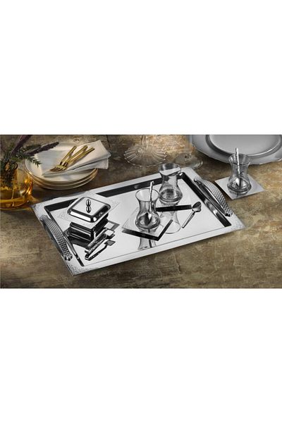 ÖzSa Home Islamoğlu Ottoman 18/10 Stainless Steel Tea Set 40 Pieces