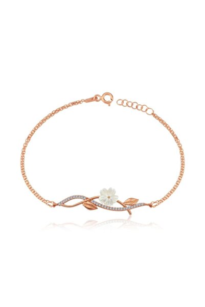 Mia Vento Kadın Rose Renk Manolya Çiçeği Ihtişamı Gümüş Bileklik