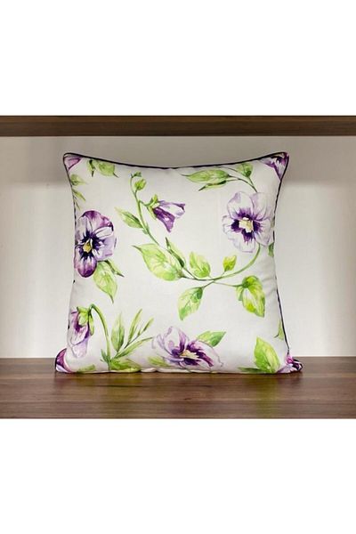 KIRLENTİM E876 Digital Printed Double Sided Patterned Throw Pillow Cover with Piping Edges