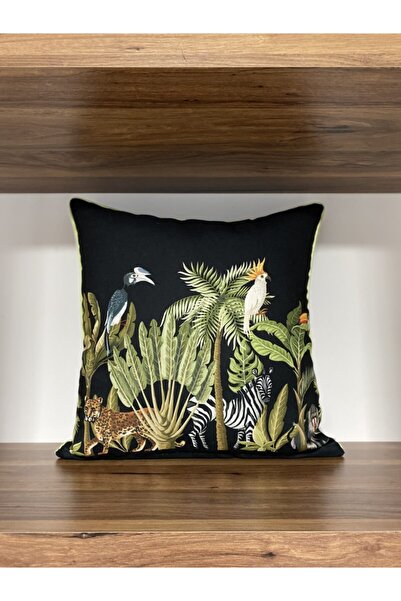 KIRLENTİM غطاء وسادة E865 مطبوع رقميًا على الوجهين مع حواف منقوشة