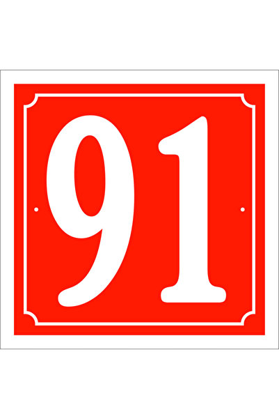 Genel Markalar 91 Numara Kapı Numarası 20x20 Cm, Bina, Apartman, Işyeri,villa Numarası