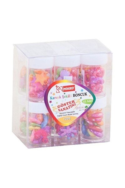 Mikro 1205-b Şekilli Karışık Boncuk 12 Li (1 Paket 12 Adet)