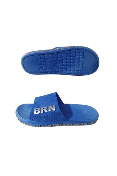 Byron Brn B050-10 Papuci pentru bărbați, albastru, gri, cu talpă anti-alunecare, pentru plajă, piscină, pentru mers zilnic