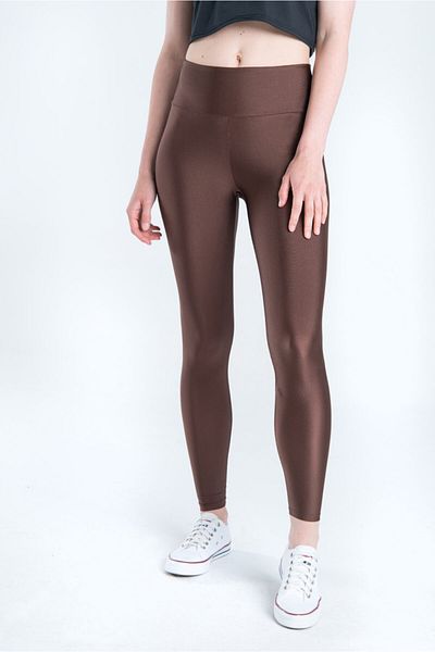 Vienfit Women's High Waist Semi-Glossy Leggings Brown - Glow Series