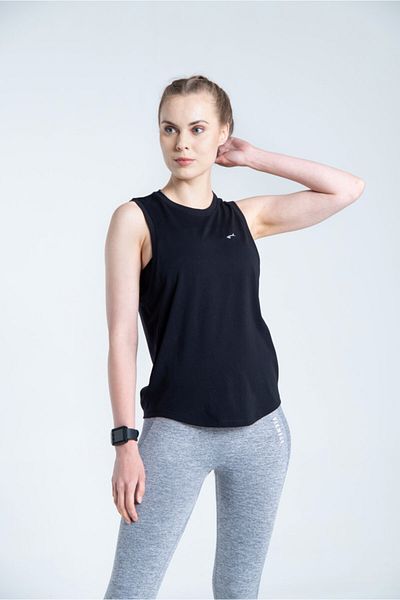 Vienfit تيشيرت رياضي نسائي ناعم الملمس بدون خياطة - قميص بدون أكمام Limber باللون الأسود