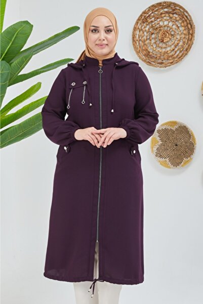 Butik Onyx Büyük Beden Kuş Göz Ve Zincir Detaylı Kap