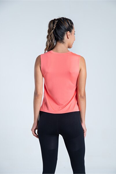 Vienfit Kadın Yırtmaç Detaylı Spor Tshirt - Speed Spor Atlet - Tank Top Pembe
