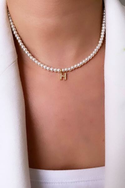 Clare's Store Pearl Letter Necklace Letter H