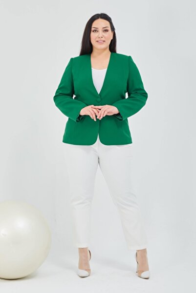 Fagi Γυναικείο πράσινο μπουφάν με μονό κουμπί με λαιμόκοψη σε σχήμα V