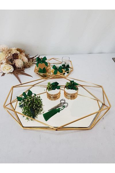 Aker Hediyelik Special Trays for Perfect Couples Promise/Engagement Groom's Coffee Tray Complete Set