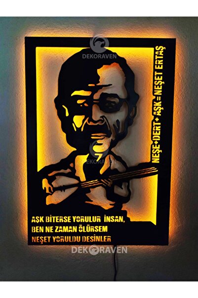 dekoraven Neşet Ertaş Led Işıklı Tablo